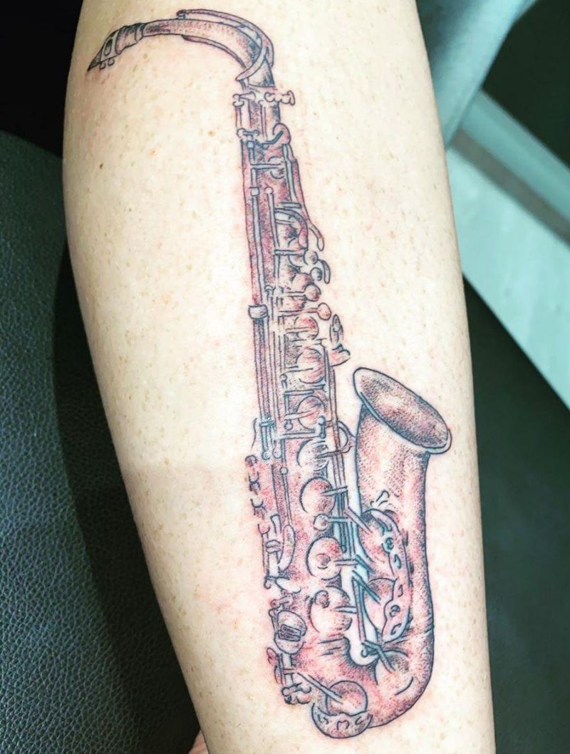 30 Pretty Saxophone Tattoos Show Your Temperament