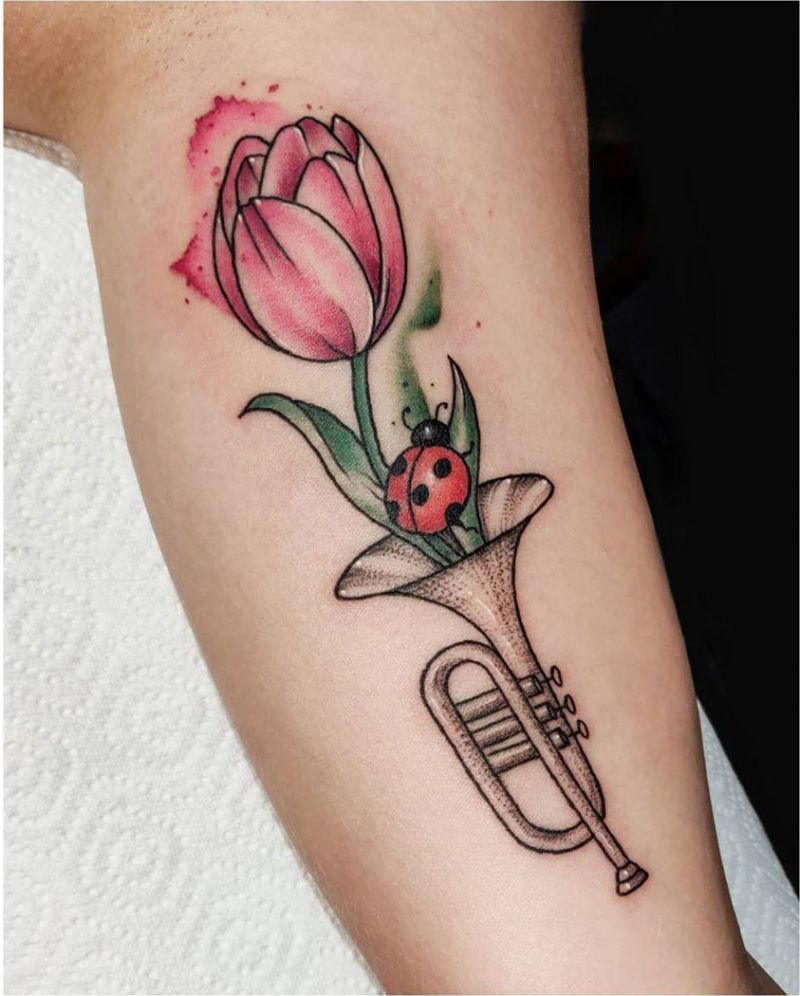 30 Pretty Trumpet Tattoos to Inspire You