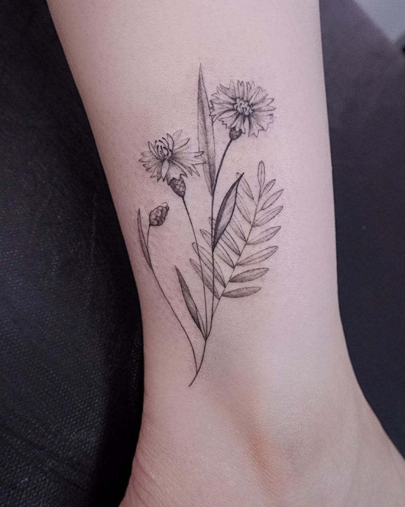 30 Pretty Cornflower Tattoos to Inspire You