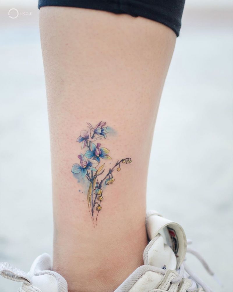 30 Pretty Larkspur Tattoos that Can Enhance Your Temperament