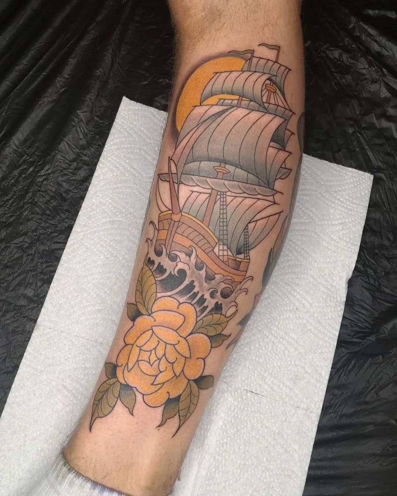 30 Pretty Sailing Boat Tattoos You Will Love