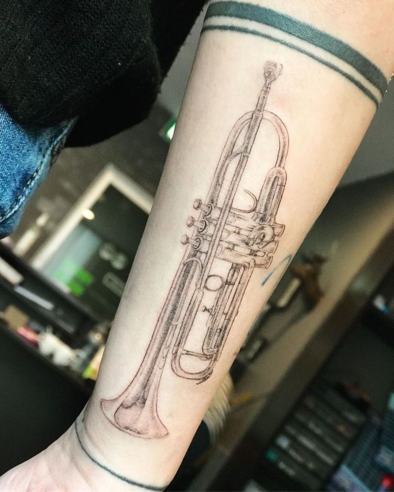 30 Pretty Trumpet Tattoos to Inspire You