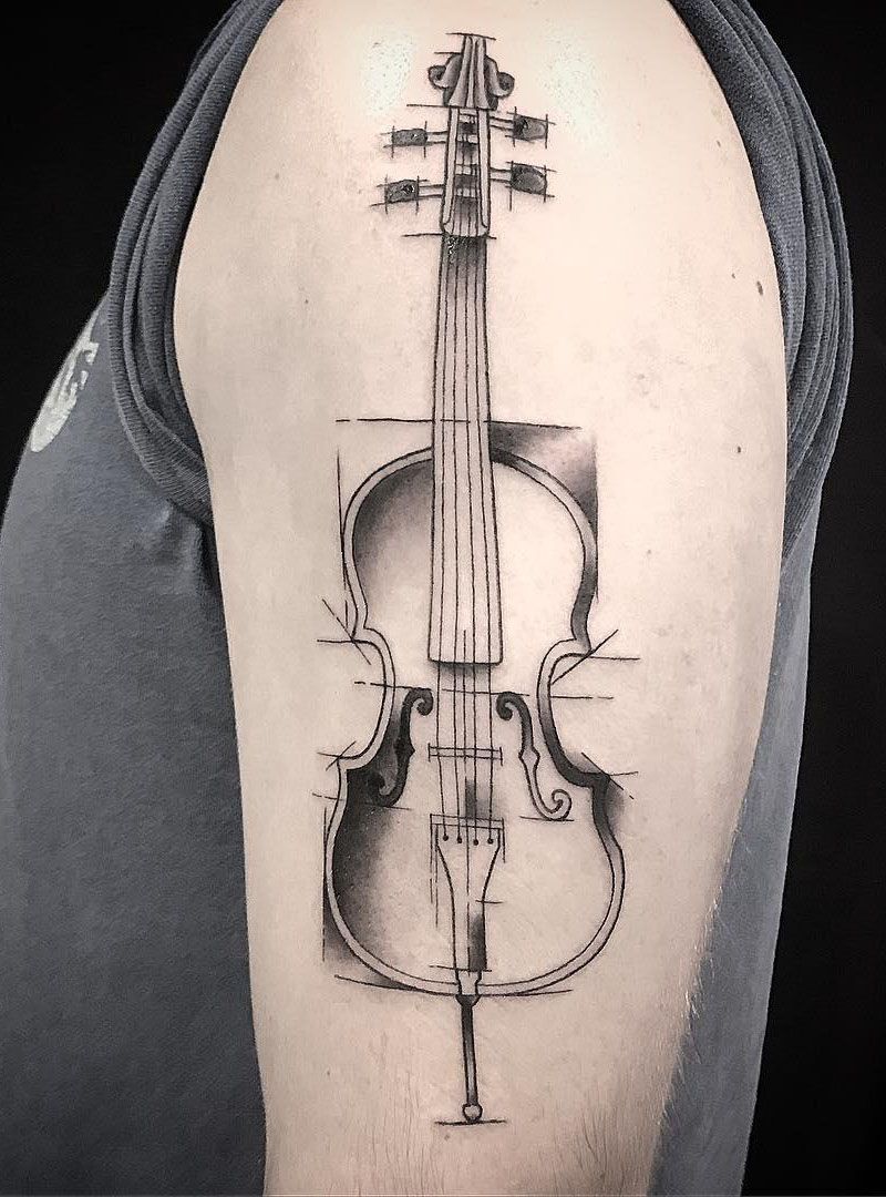 30 Pretty Cello Tattoos Make You Elegant and Beautiful