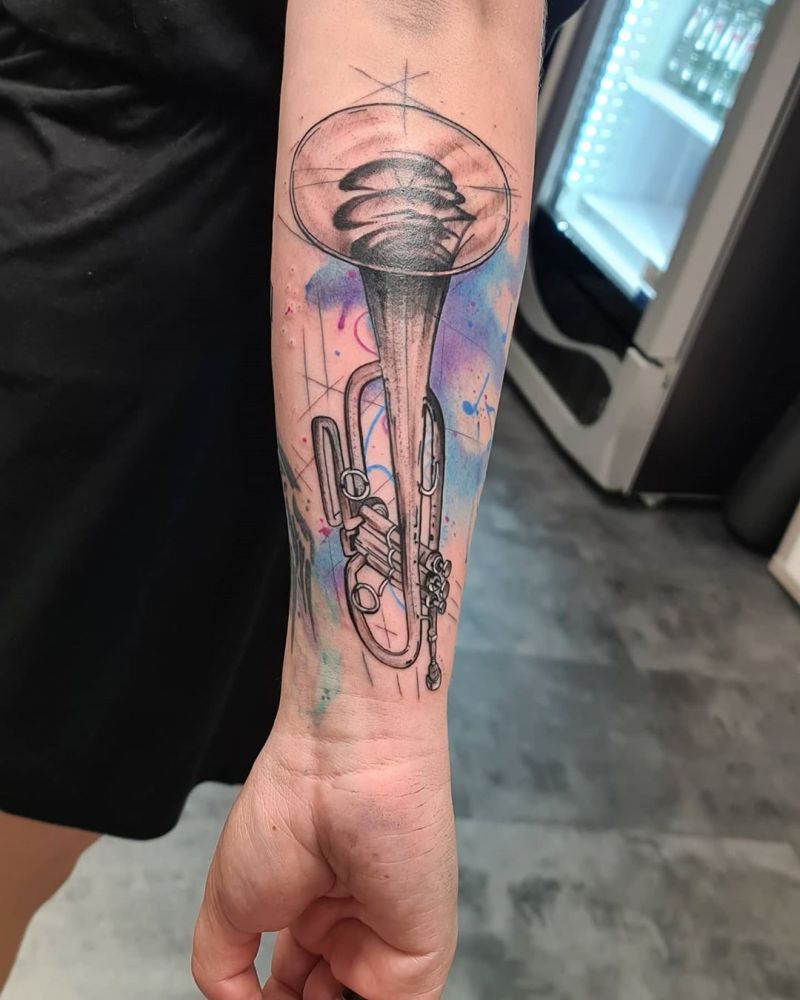 30 Pretty Trumpet Tattoos to Inspire You