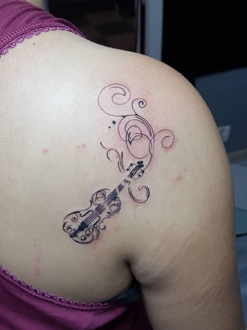 30 Pretty Violin Tattoos that Can Enhance Your Temperament