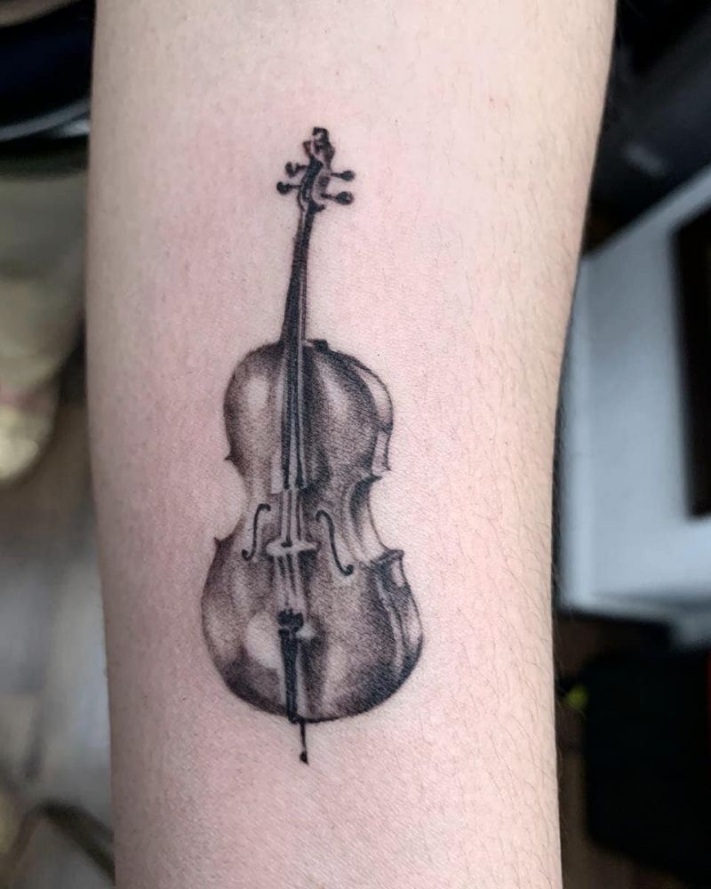 30 Pretty Cello Tattoos Make You Elegant and Beautiful