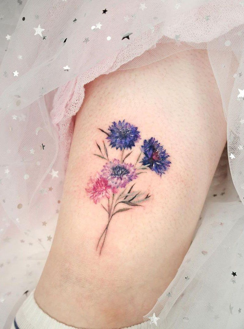 30 Pretty Cornflower Tattoos to Inspire You