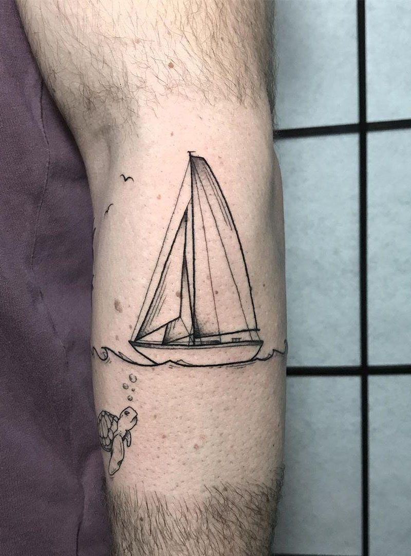 30 Pretty Sailing Boat Tattoos You Will Love