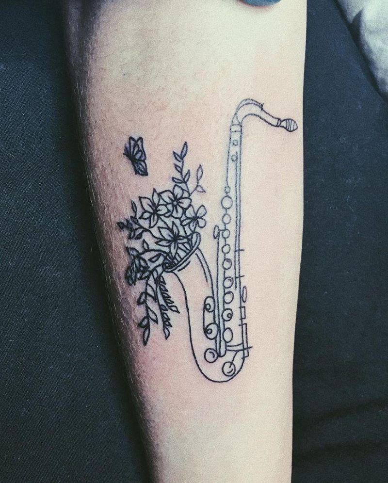 30 Pretty Saxophone Tattoos Show Your Temperament