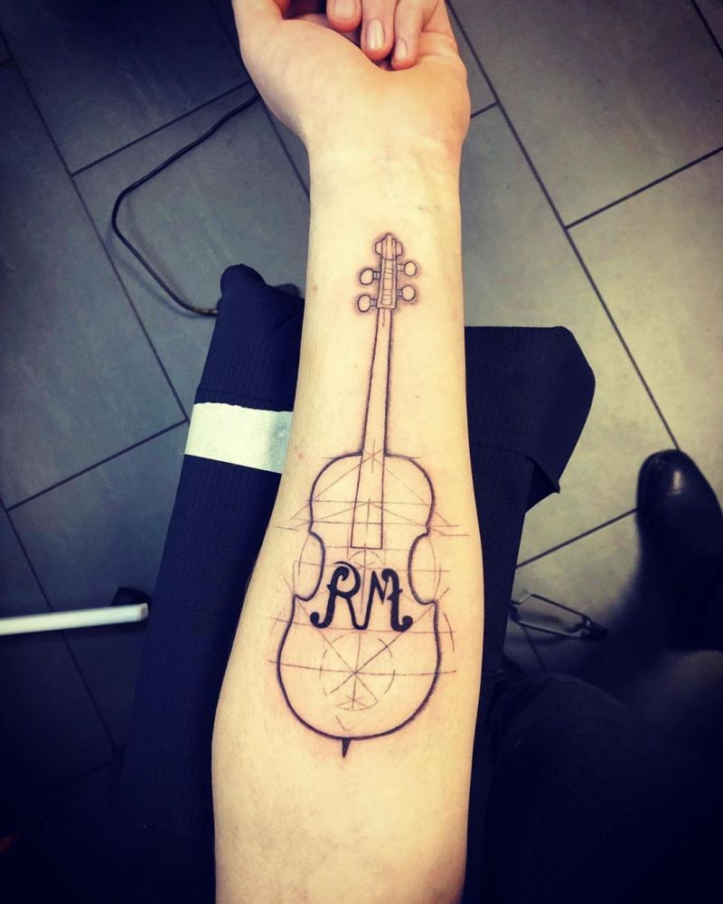 30 Pretty Cello Tattoos Make You Elegant and Beautiful