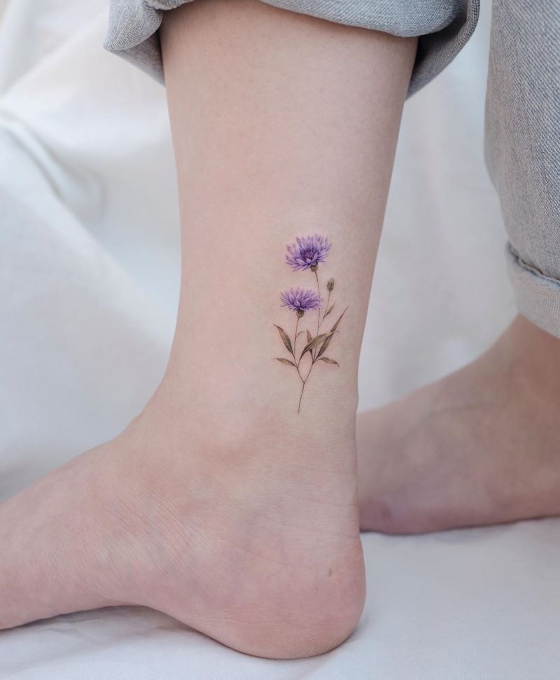 30 Pretty Cornflower Tattoos to Inspire You