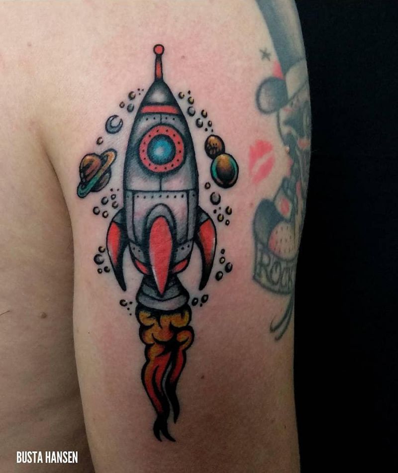 30 Pretty Rocket Tattoos Improve Your Temperament