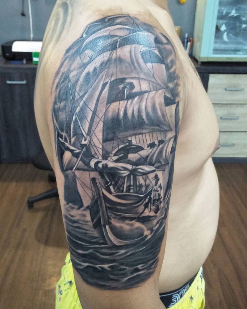 30 Pretty Sailing Boat Tattoos You Will Love