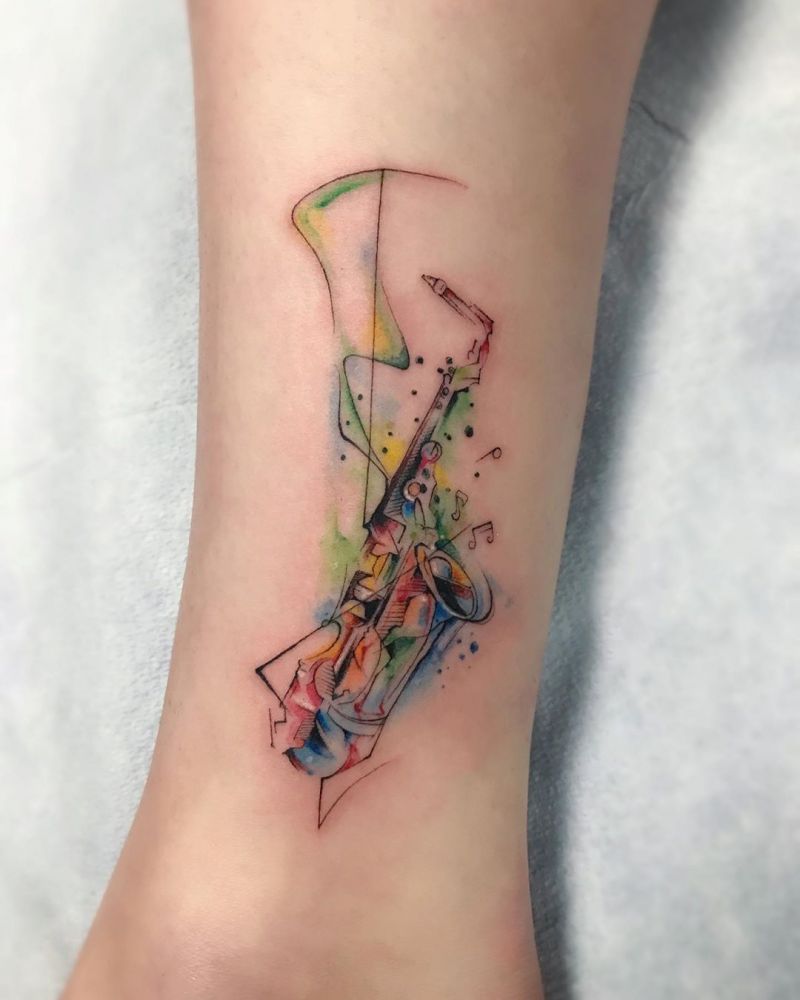 30 Pretty Saxophone Tattoos Show Your Temperament