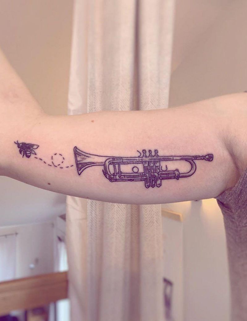 30 Pretty Trumpet Tattoos to Inspire You