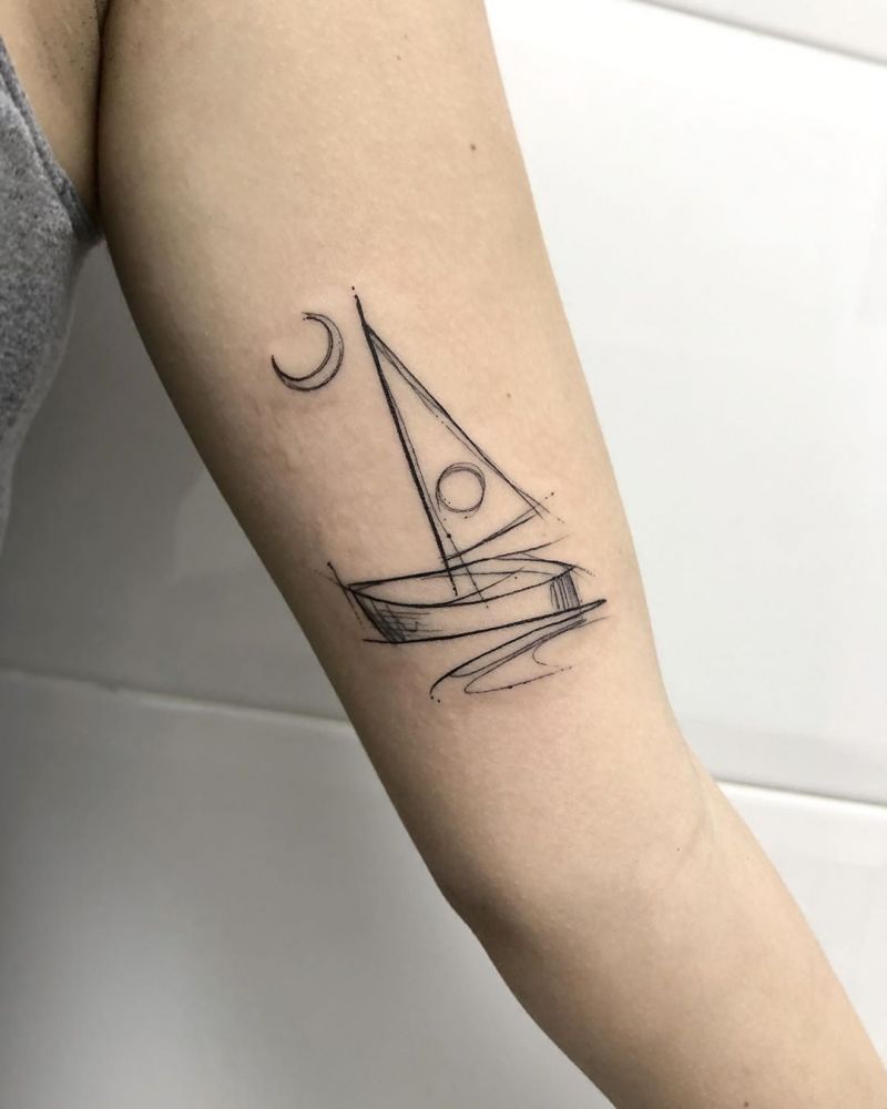 30 Pretty Sailing Boat Tattoos You Will Love