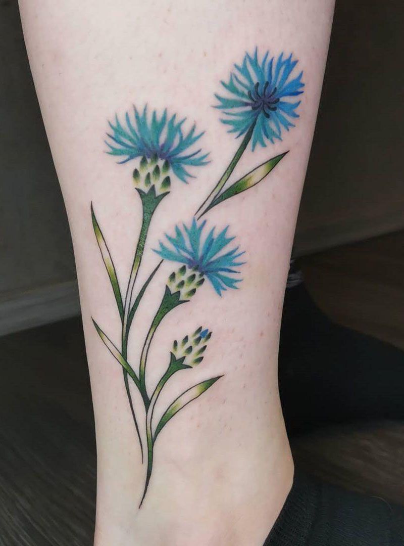 30 Pretty Cornflower Tattoos to Inspire You