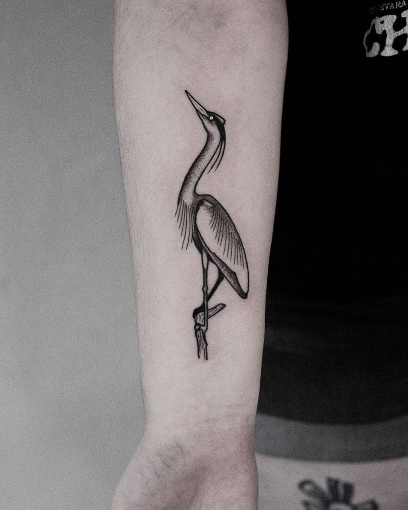 30 Pretty Heron Tattoos Bring You Good Luck