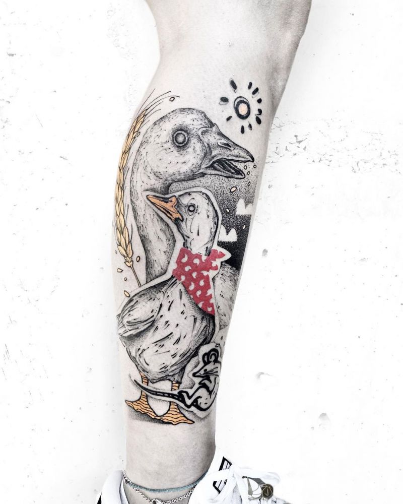 30 Pretty Goose Tattoos Make You Elegant and Beautiful