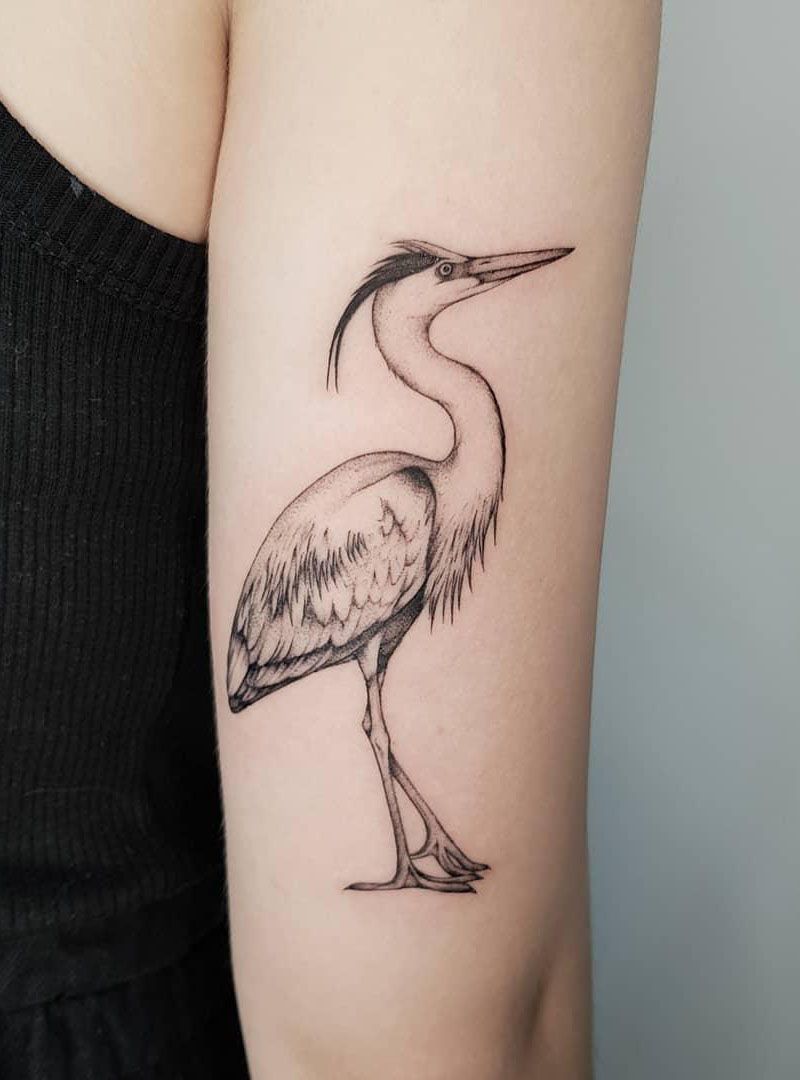 30 Pretty Heron Tattoos Bring You Good Luck