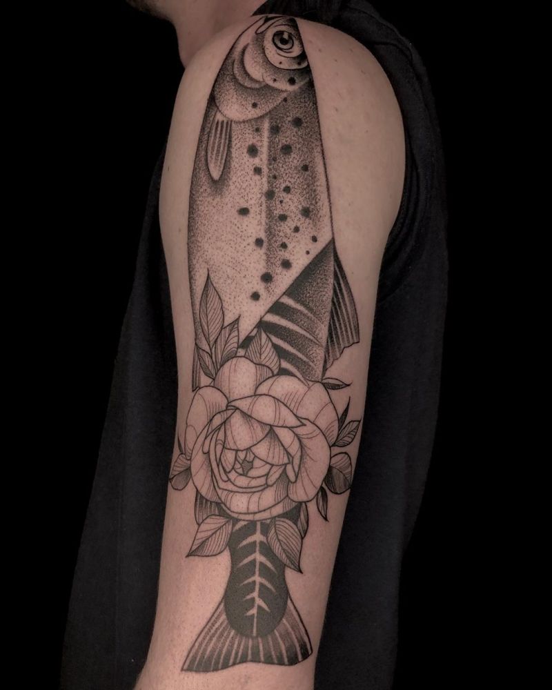 30 Pretty Salmon Tattoos You Will Love