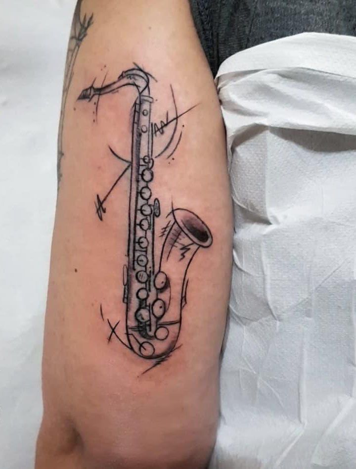 30 Pretty Saxophone Tattoos Show Your Temperament