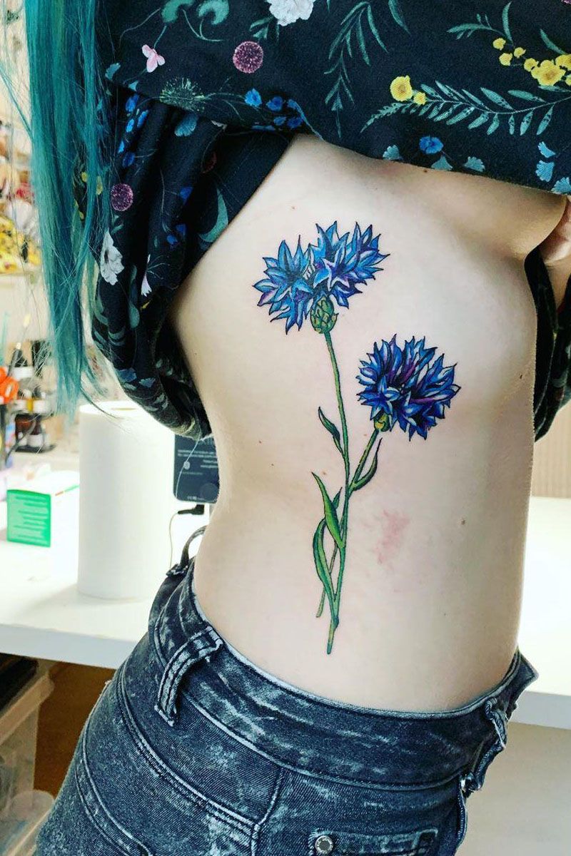 30 Pretty Cornflower Tattoos to Inspire You