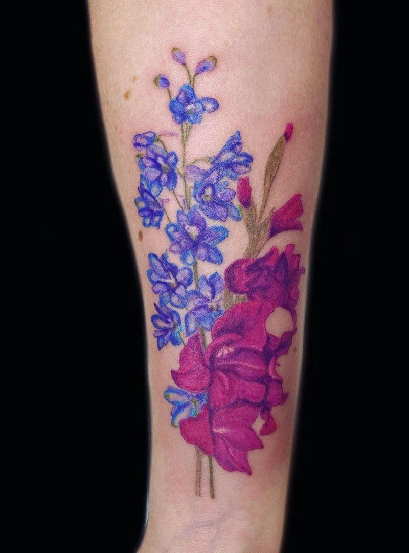 30 Pretty Larkspur Tattoos that Can Enhance Your Temperament