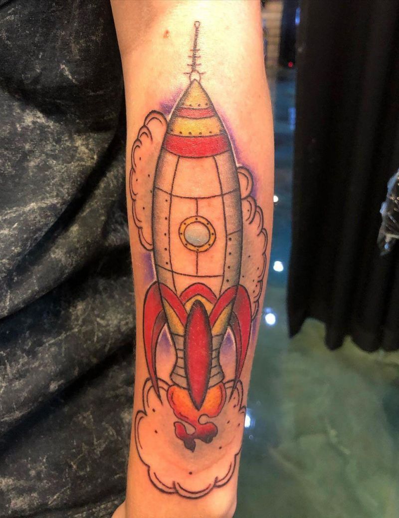 30 Pretty Rocket Tattoos Improve Your Temperament