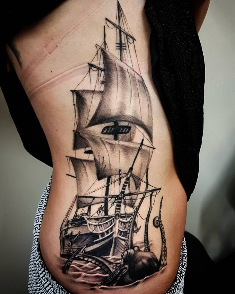 30 Pretty Sailing Boat Tattoos You Will Love