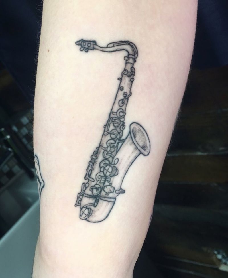 30 Pretty Saxophone Tattoos Show Your Temperament