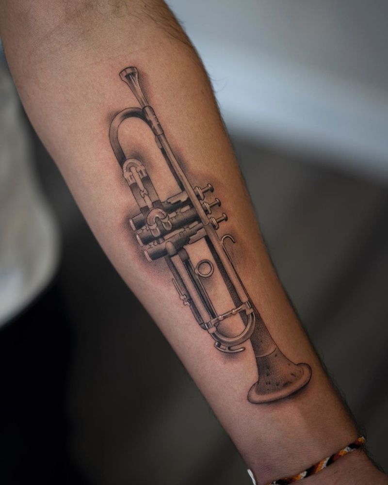 30 Pretty Trumpet Tattoos to Inspire You