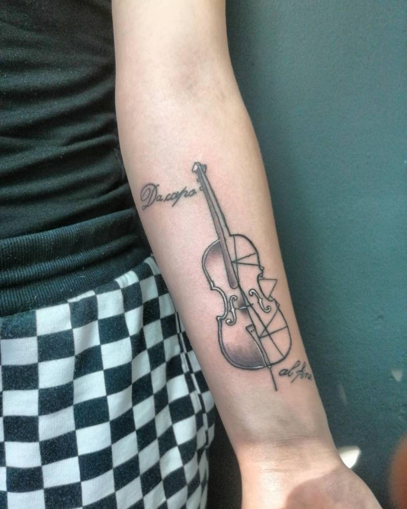 30 Pretty Cello Tattoos Make You Elegant and Beautiful