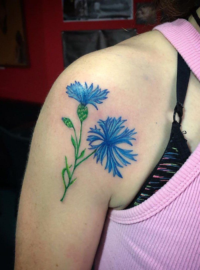 30 Pretty Cornflower Tattoos to Inspire You