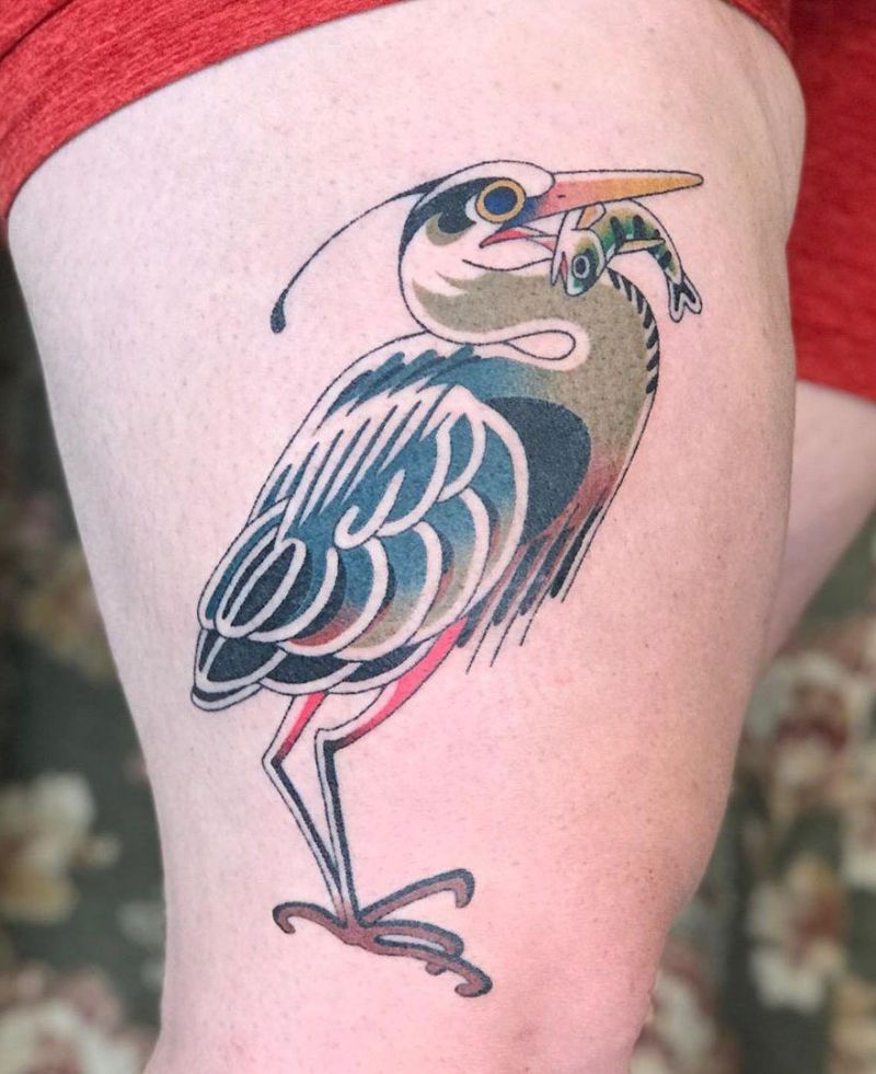 30 Pretty Heron Tattoos Bring You Good Luck