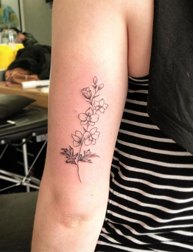 30 Pretty Larkspur Tattoos that Can Enhance Your Temperament