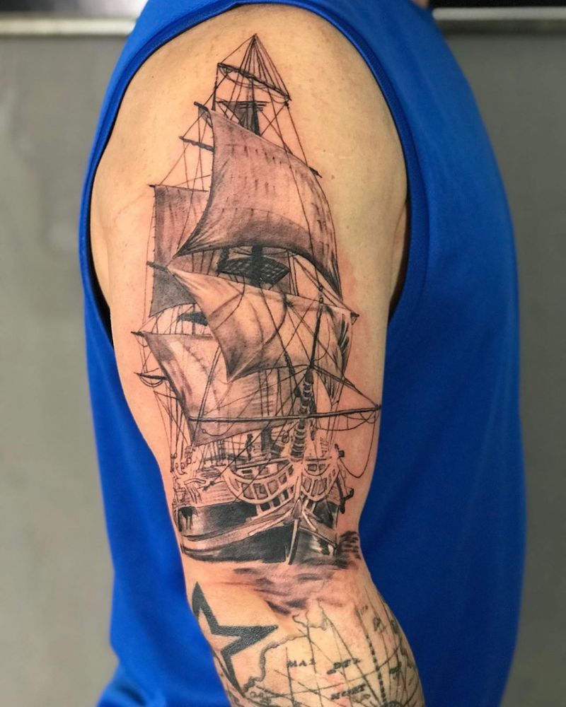 30 Pretty Sailing Boat Tattoos You Will Love