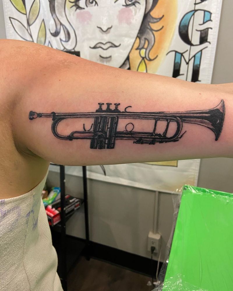 30 Pretty Trumpet Tattoos to Inspire You