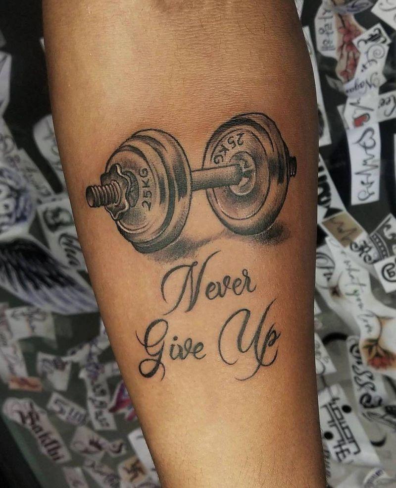 30 Pretty Dumbbell Tattoos to Inspire You