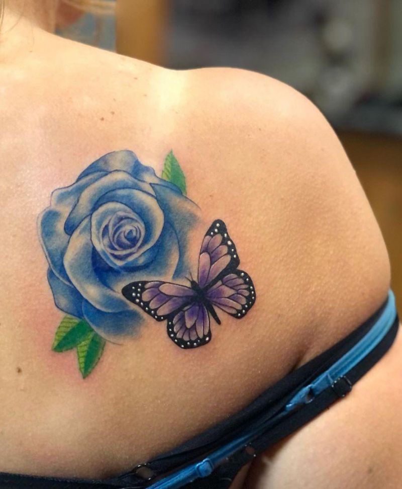 30 Pretty Blue Rose Tattoos You Must Try