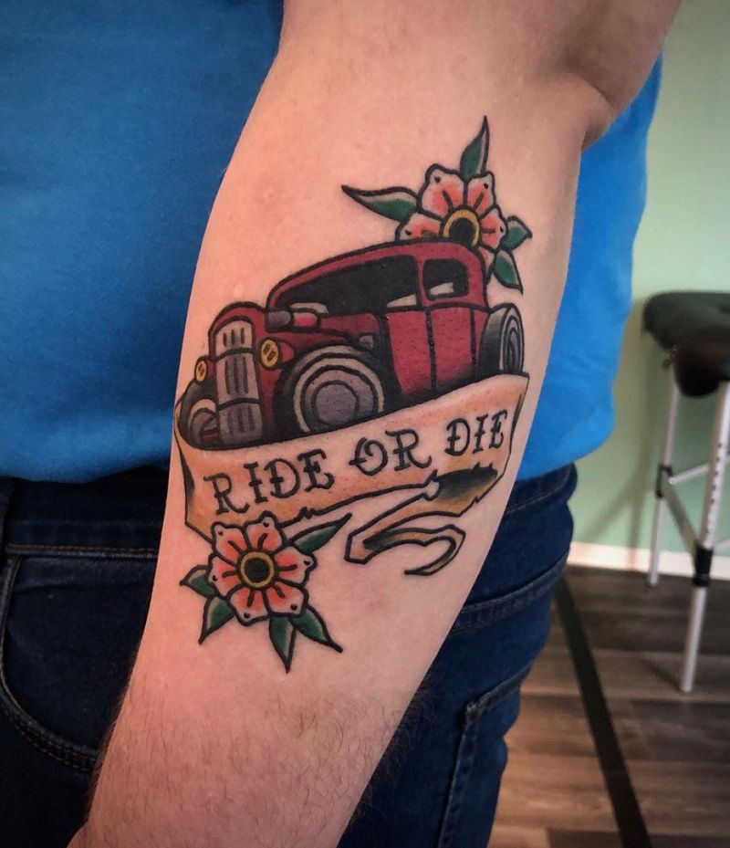 30 Pretty Car Tattoos for Inspiration