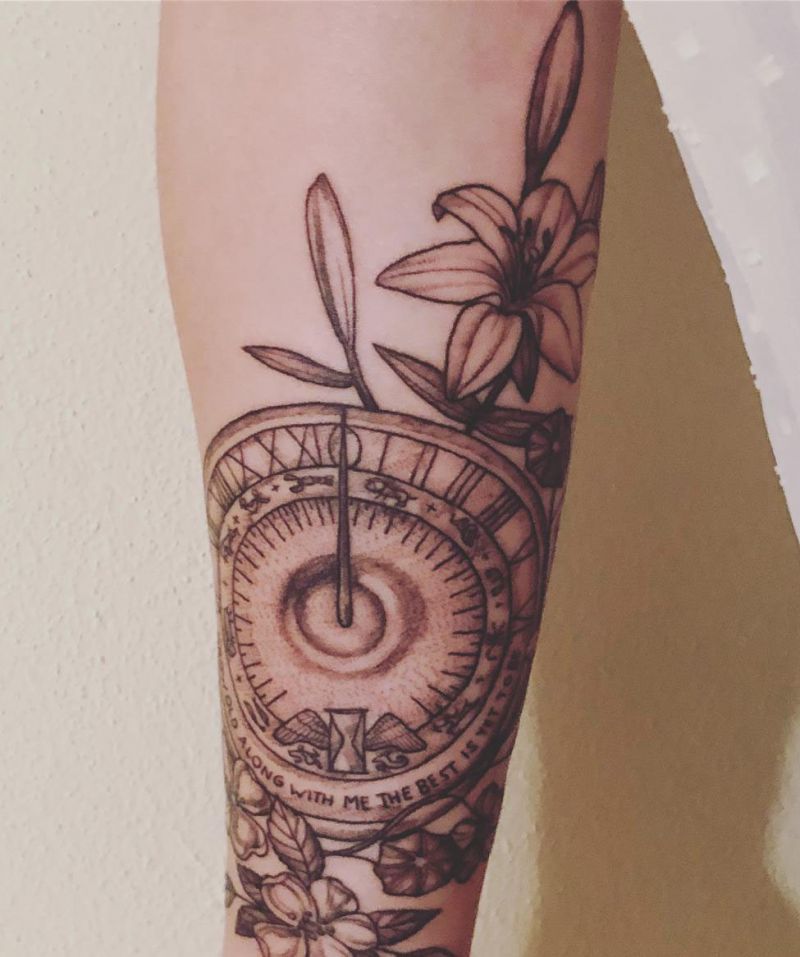 30 Amazing Sundial Tattoos to Inspire You