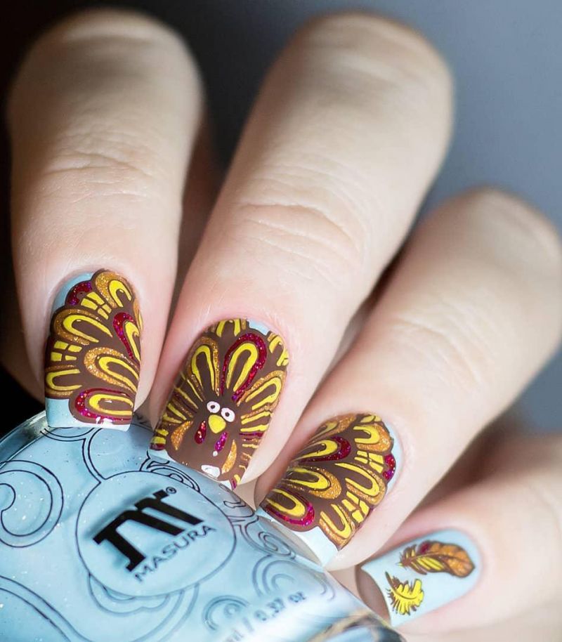 30 Trendy Thanksgiving Turkey Nails