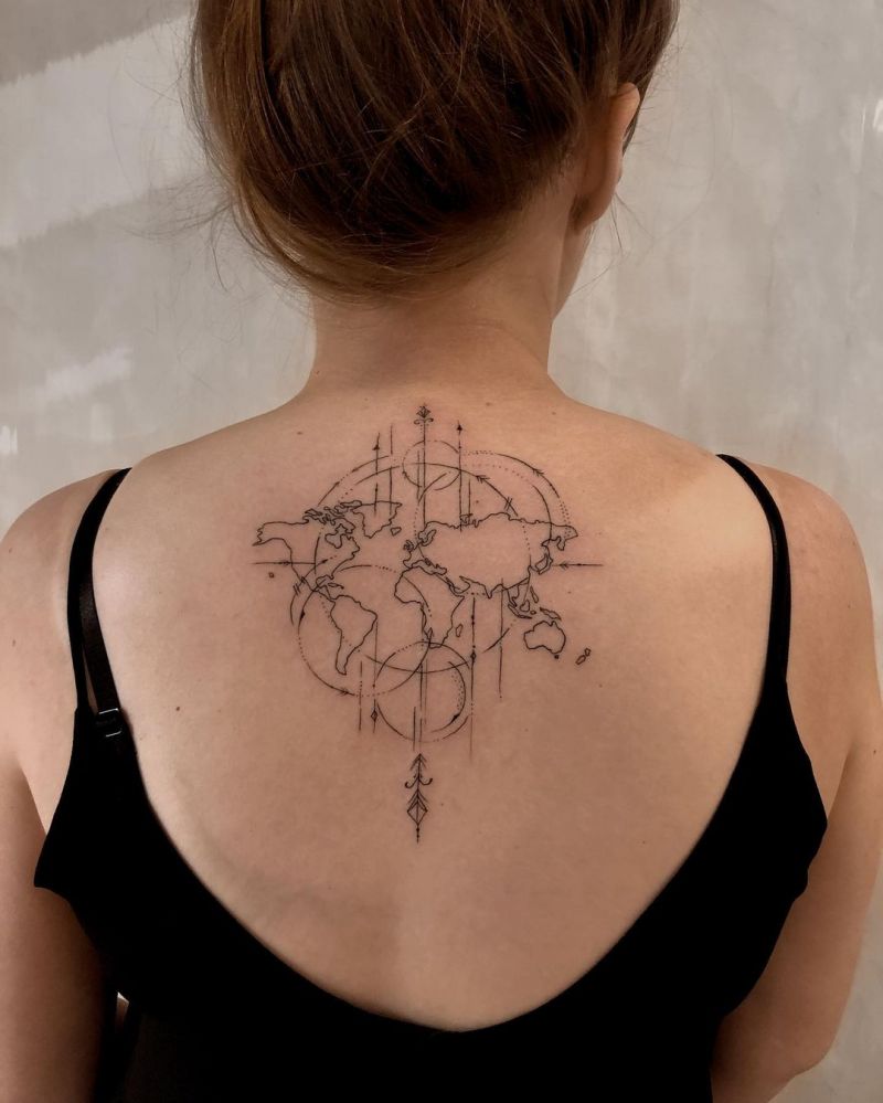 30 Unique World Map Tattoos Make You Love The World
