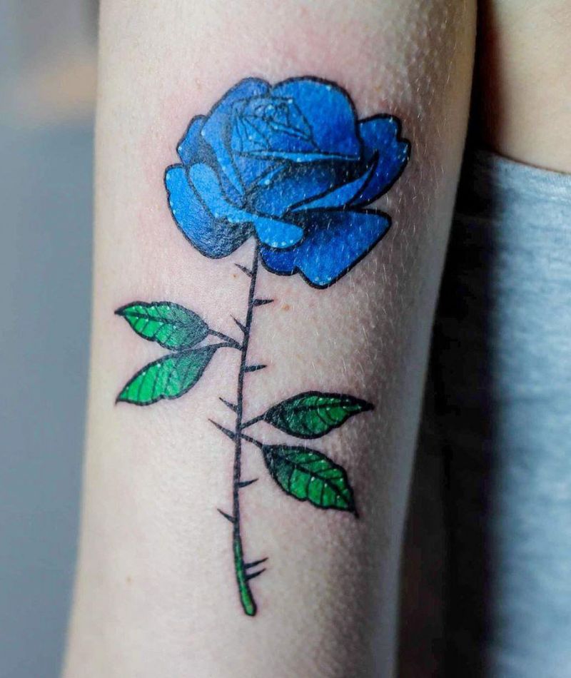30 Pretty Blue Rose Tattoos You Must Try