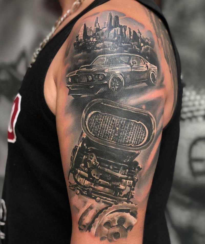 30 Pretty Car Tattoos for Inspiration