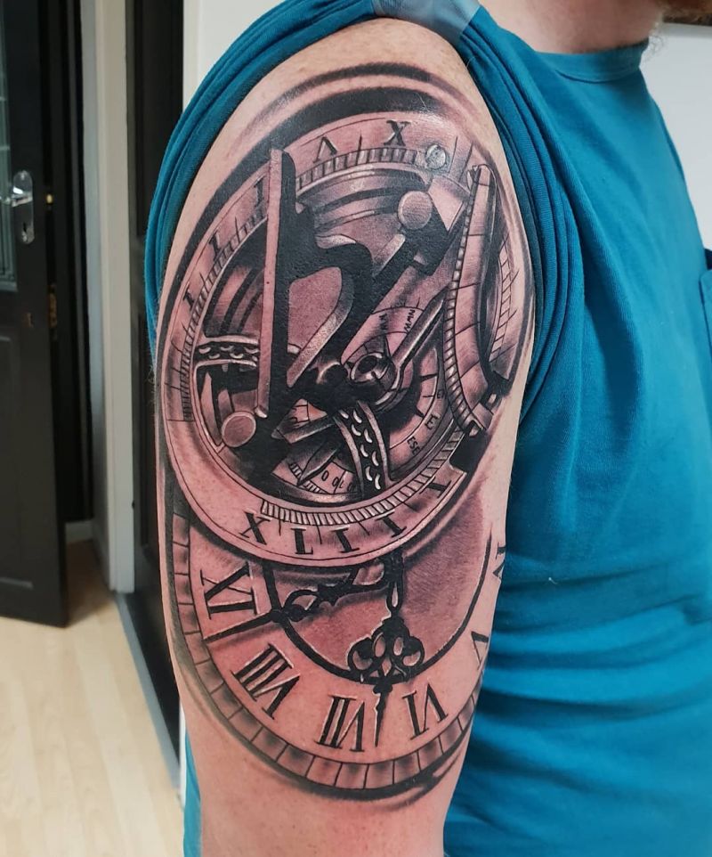 30 Amazing Sundial Tattoos to Inspire You