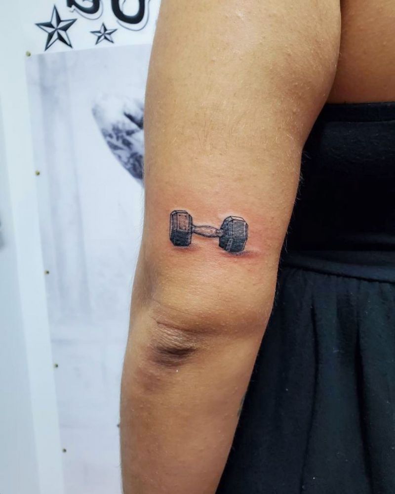 30 Pretty Dumbbell Tattoos to Inspire You