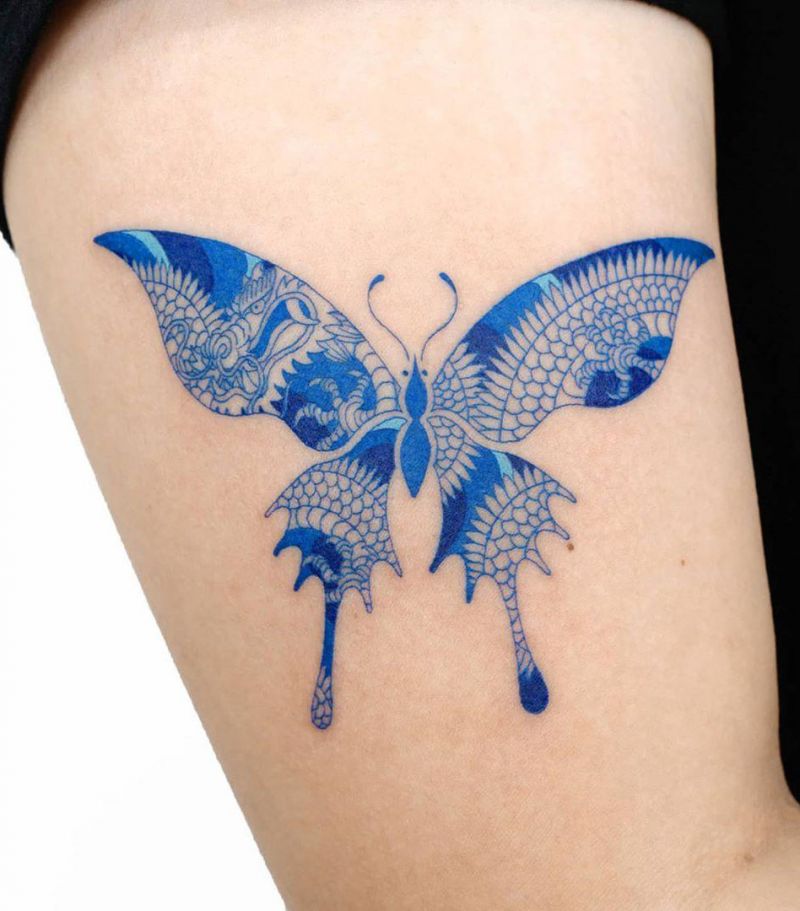 30 Pretty Blue Tattoos You Will Love