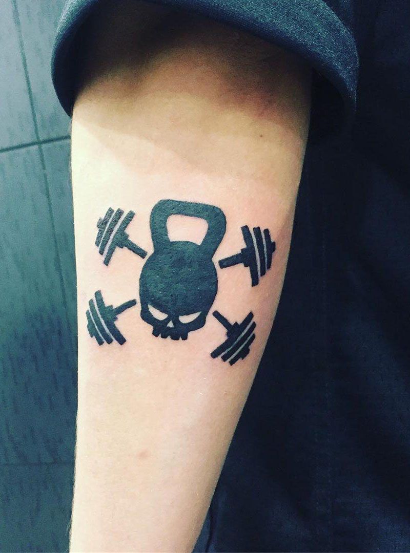 30 Pretty Dumbbell Tattoos to Inspire You